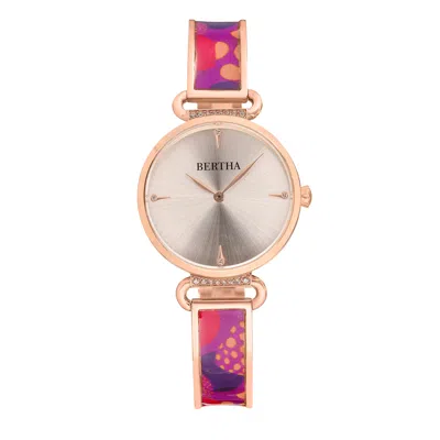 Bertha Katherine Enamel-designed Bracelet Watch In Purple