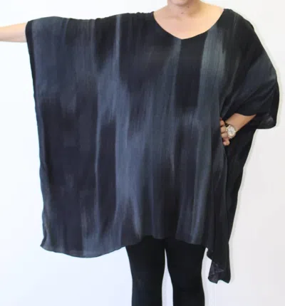 Modesce Hand Painted Katie Poncho Tunic In Cascading Black In Multi