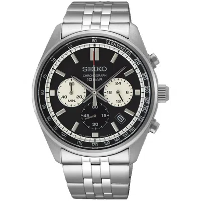 Seiko Men's Chronograph Black Dial Watch In Black