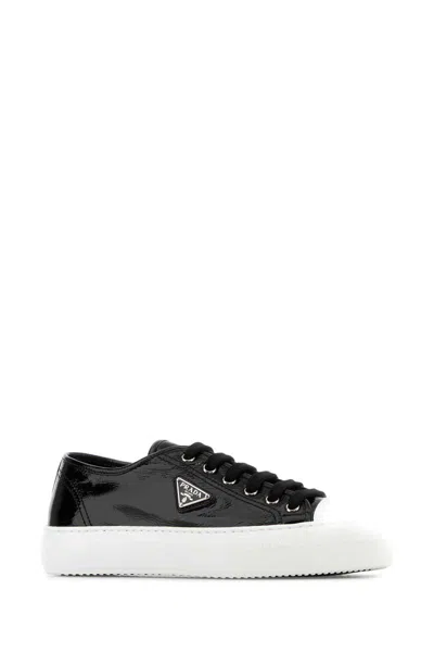 Prada Smash Naplak Leather Triangle Logo Low-top Sneakers In Black