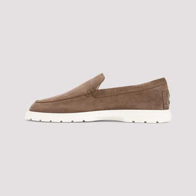 Tod's Chunky Rubber Sole Round Toe Loafers In Brown