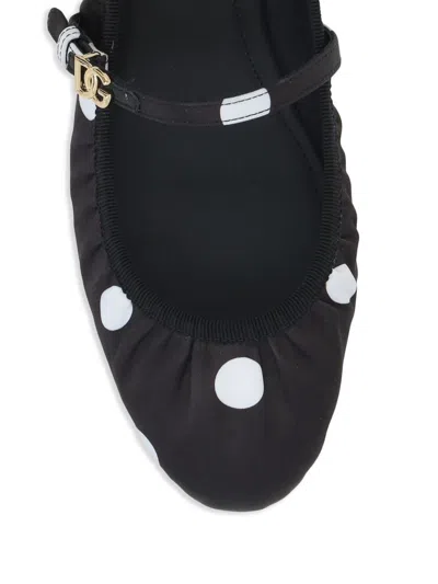 Dolce & Gabbana Odette Polka-dot Satin Ballet Flats