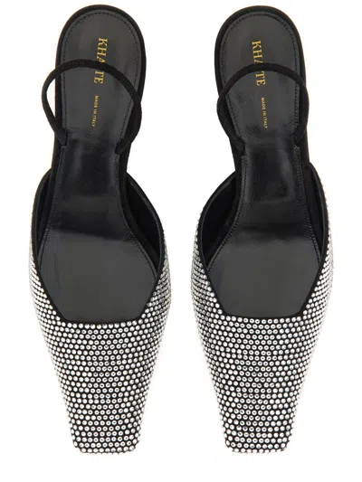 Khaite Roosevelt Crystal-embellished Leather Slingback Pumps