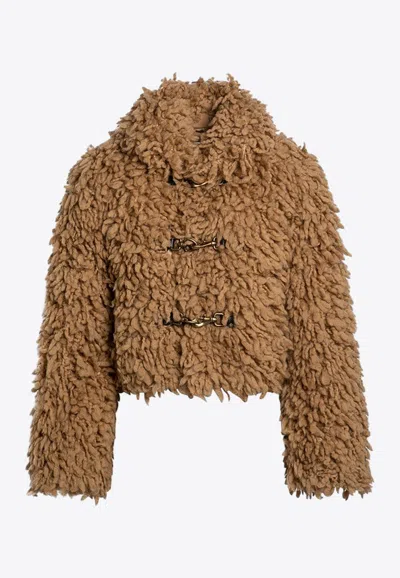 Burberry Beige Wool-blend Short Jacket Women In Brown