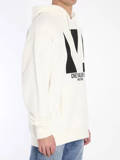 Valentino Garavani White Cotton Sweatshirt In Beige