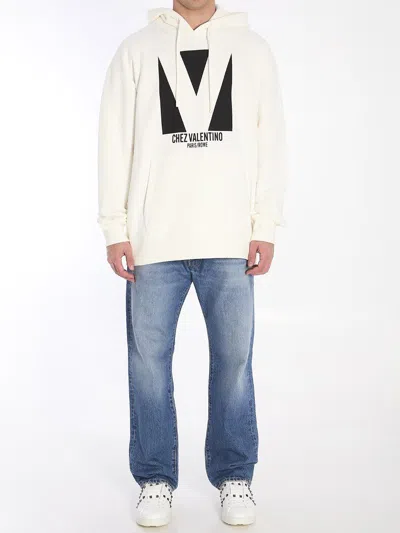 Valentino Garavani White Cotton Sweatshirt In Beige