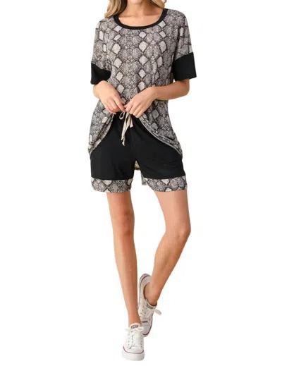 Blumin Snake Print Loungewear Short Set In Black In Black