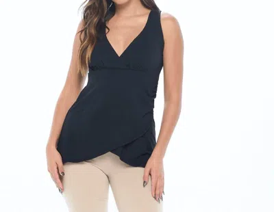 Undersummers Lux Cotton V Neck Tank In Black In Black