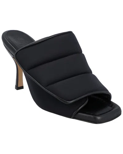 Gia Borghini Womans Scuba And Black Leather Puffy Mules With Velcro Closure In Black