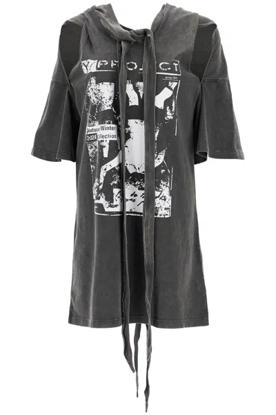 Y/project Multiscarf Rock Band Print Dress In Black