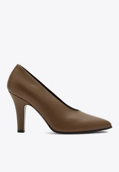 The Row 90mm Prudens Leather Pumps In Beige