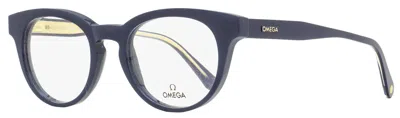 Omega Men's Pantos Eyeglasses Om5003h 090 Blue/crystal 52mm In Multi