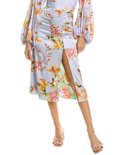 Adriana Iglesias Belle Garden Silk-blend Pencil Skirt In Purple