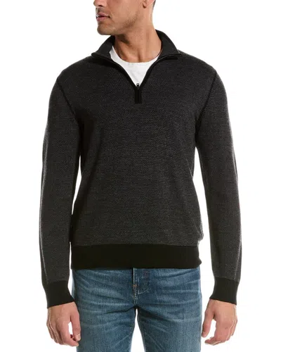 Vince Birdseye Wool 1/4-zip Mock Sweater In Black