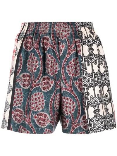 Erika Cavallini Semi-couture Multicolor Silk Shorts In Multi