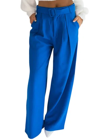 Falcon Park Kylen Belted Trousers In Royal Blue In Blue