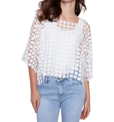 Charlie B Flower Embroidery Blouse In White In White