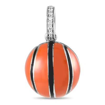 Aaron Basha 18k White Gold Diamond Enamel Basketball Charm Ab49-111324 In White