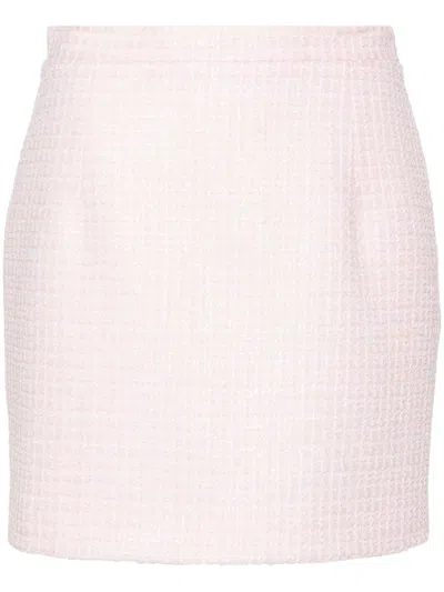 Alessandra Rich Checked Tweed Mini Skirt With Sequin Embellishment In Blue