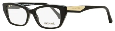 Roberto Cavalli Women's Rectangular Eyeglasses Rc5082 Orcia 001 Black/gold 51mm In Multi