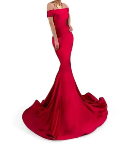 Jessica Angel Lux Stretch Jersey Mermaid Gown In Red In Red