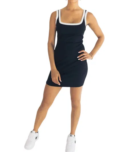 FALCON PARK WINSLET TANK DRESS IN BLACK/WHITE 