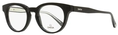 Omega Men's Pantos Eyeglasses Om5003h 001 Black/crystal 52mm In Multi
