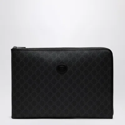 Gucci Medium Black Gg Supreme Fabric Briefcase Men In Black