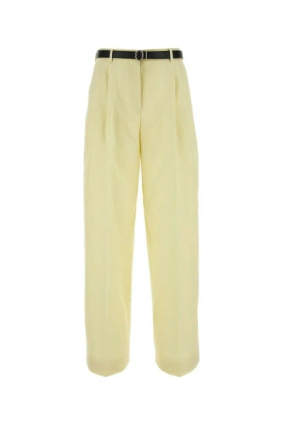 Jil Sander Wide-leg Pant In Pure Wool Gabardine In Yellow