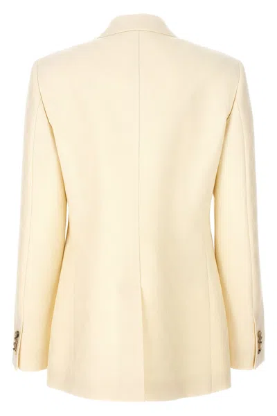 Gucci Single-breasted Jacquard Logo Blazer Blazer And Suits White In White