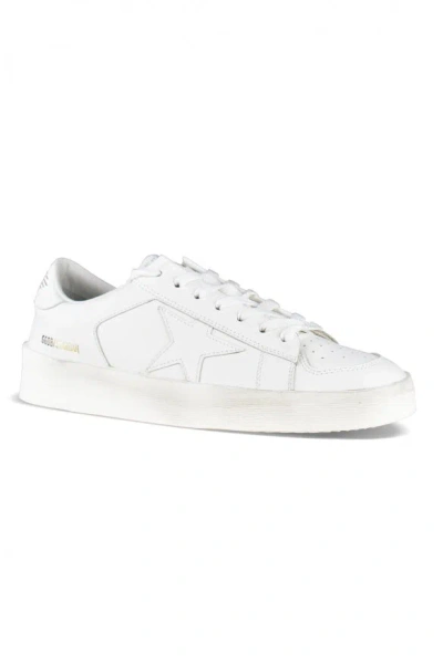 Golden Goose White Stardan Leather Sneakers With Star Motif In White