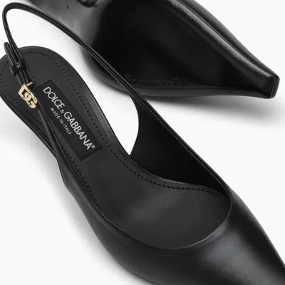 Dolce & Gabbana Tortoiseshell-print Patent Leather Slingbacks In Black