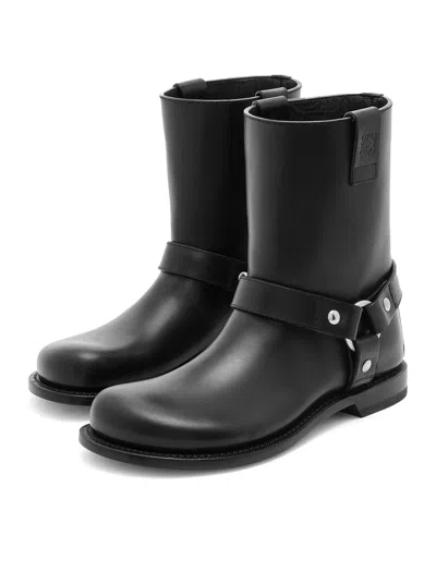 Shop Loewe Women Campo Biker Boots In Calfskin In Black