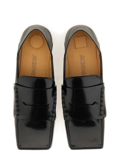 Jacquemus Les Mocassins Carre Leather Loafer In Black