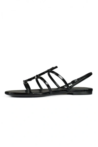 Saint Laurent Cassandra Calfskin Ysl Slingback Sandals In Black