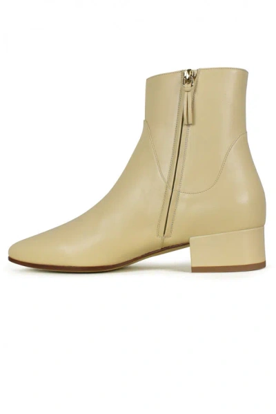 Francesco Russo Leather Boots In Cream