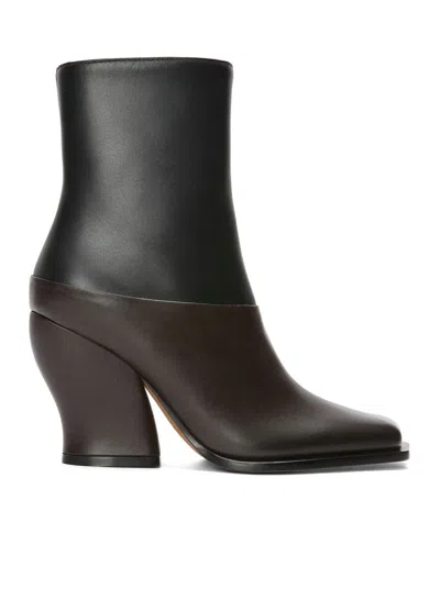 Loewe Two-tone Leather Onda Ankle Boots In Brown