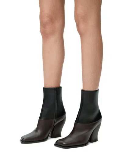 Loewe Two-tone Leather Onda Ankle Boots In Brown