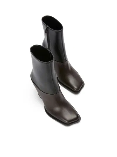 Loewe Two-tone Leather Onda Ankle Boots In Brown