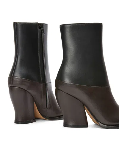 Loewe Two-tone Leather Onda Ankle Boots In Brown
