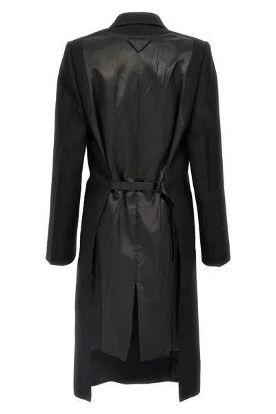 Prada Virgin Wool Coat In Black