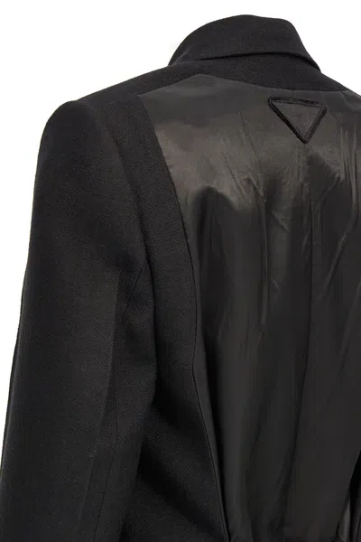 Prada Virgin Wool Coat In Black