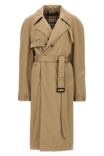 Balenciaga Maxi Deconstructed Trench Coat In Cream