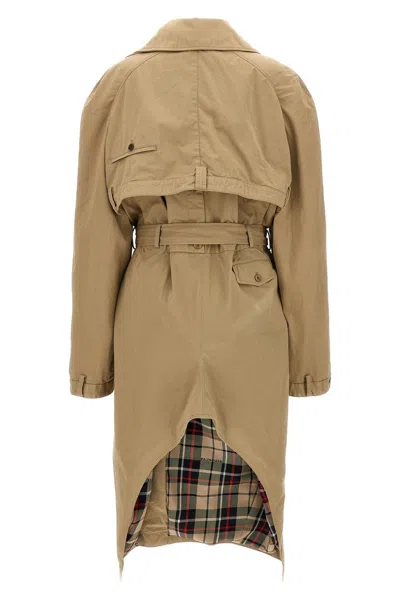 Balenciaga Maxi Deconstructed Trench Coat In Cream