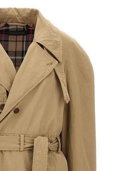 Balenciaga Maxi Deconstructed Trench Coat In Cream