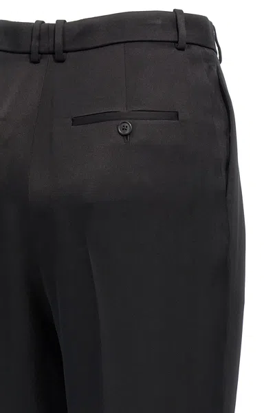 Saint Laurent Black Satin Loose Trousers In Black