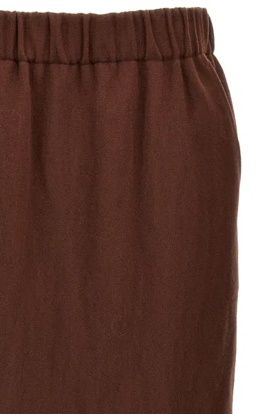 Dries Van Noten Elastic Waistband Skirt Knee-length Side Pockets In Brown