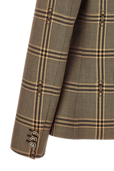 Gucci Madras Wool Blazar With Horsebit In Cream