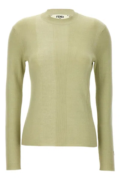 Shop Fendi Women Ribbed Sweater In Green