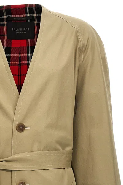 Balenciaga Check Lining Oversize Trench Coat Coats And Trench Coats In Cream